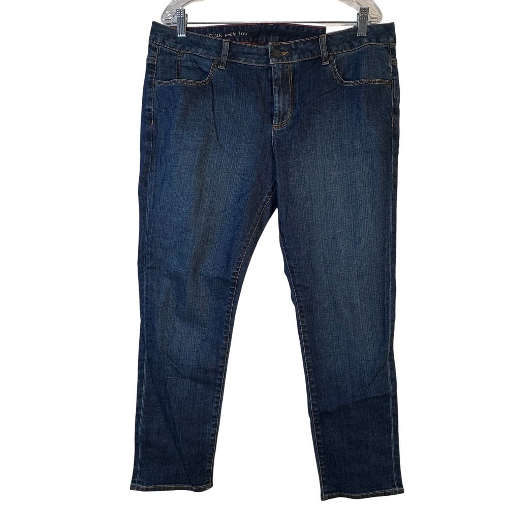Talbots Signature Ankle Jeans Womens 16W Dark Wash Indigo Straight Leg Stretch